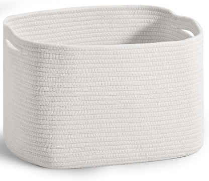 Woven Cotton Rope Storage Basket for Organizing, Cute Decorative Baskets for Gifts Empty, Organizer Bins for Dog Toy, Baby Laundry, 15“×11”×9.5“, Off White