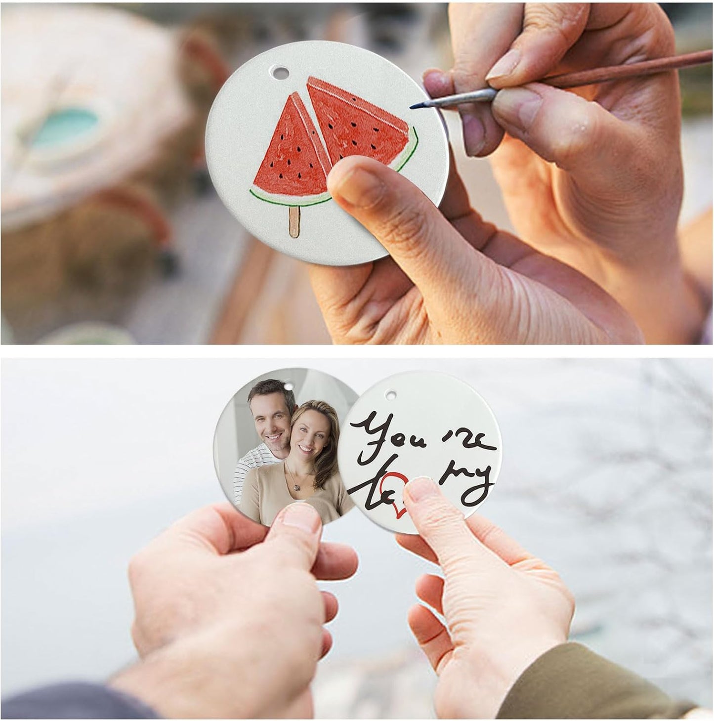 Sublimation Ornament Blanks, 3" White Ceramic Ornaments Personalized Easter Ornaments Sublimation Blanks Christmas Tree Decorations Easter Basket Stocking Stuffers Birthday Gifts for Women & Men 48pcs