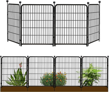 Garden Fencing 36 Inch High, 4 Panels Total 8.9 Ft(L) Dog Fence Outdoor for Yard, 4 One-Sided Plate, No Door, Anti Dig Fence Barrier, Dog Pen, Rabbit Fences, Garden Fences and Borders