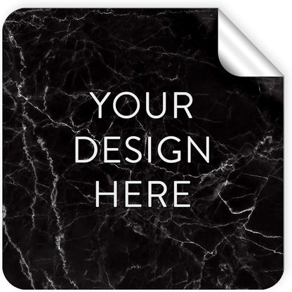 100 Custom Vinyl Stickers - Upload Your own Image, Text, Design, Logo - Personalized Logo Labels for Handmade, Packaging, Bottle, Jars, Candle, Brand Stickers (Black Marble, 1.5x1.5 Square)