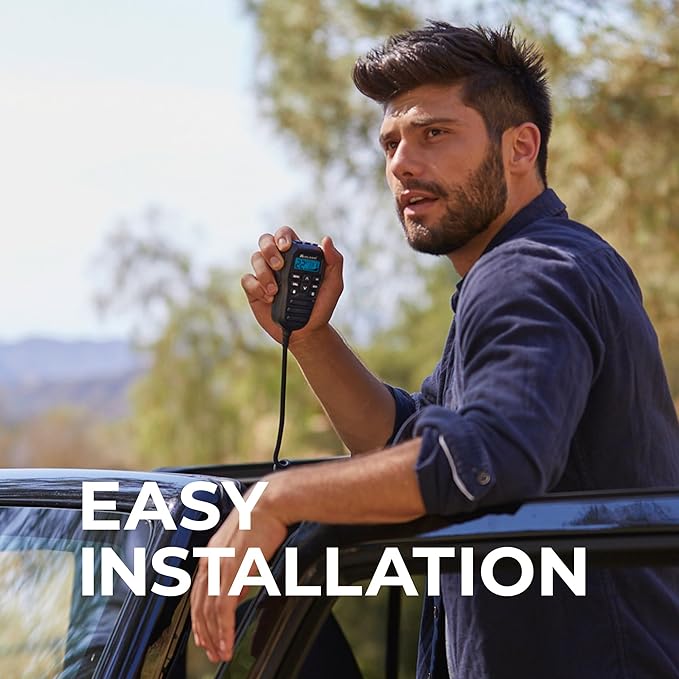 Midland MXT275 MicroMobile Two-Way GMRS Radio & MXTA26 6dB Gain Whip Antenna – Long-Range Vehicle Communication with NOAA Weather Alerts, External Antenna for Maximum Performance