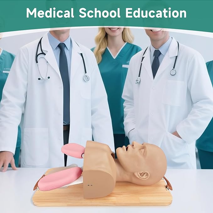 Adult Airway Management Trainer Kit, Intubation Manikin Head with Full-Featured Airway Simulation for EMS Training, Intubation & Ventilation