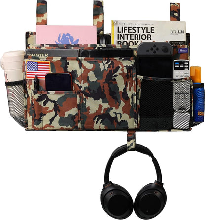 Surblue Bedside Caddy Hanging Organizer Storage Bag Pocket for Bunk, Hospital, College Dorm Rooms, Baby Bed Rails, Camp - 8 Pockets (Large, Jungle)