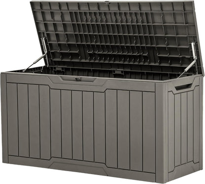 YITAHOME 80-Gallon Waterproof Resin Outdoor Storage Box, Lockable Storage Container for Outdoor Furniture, Cushion Storage, Pool Accessories, Garden Tools and Sporting Gear, Taupe