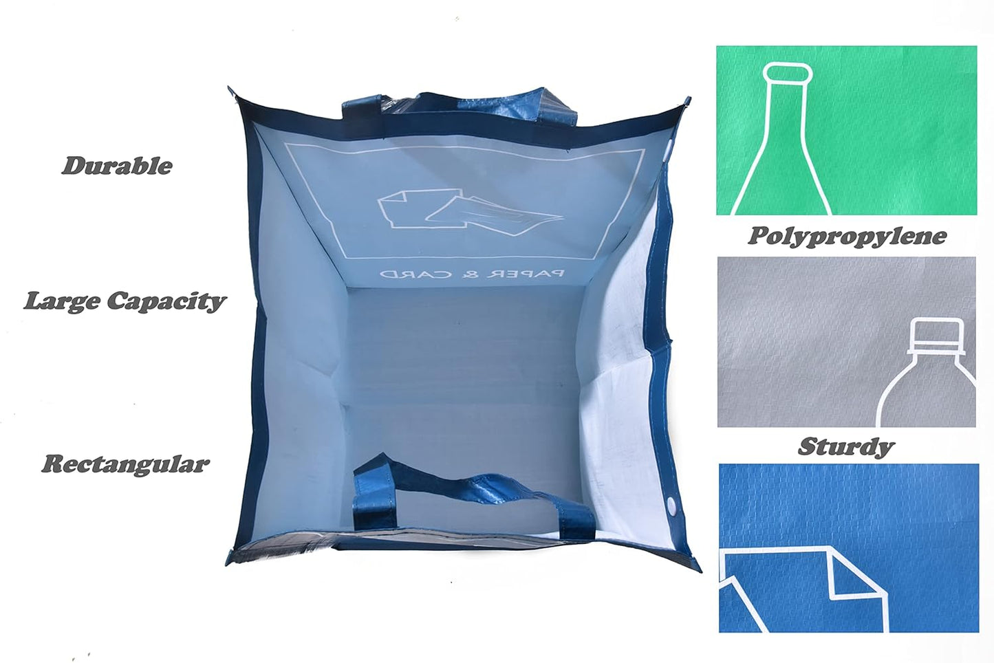 YOUNG DA Reusable Recycle Bags, 3-Piece Separate Recycling Bin Set for Home, Kitchen, and Office - Waterproof Recyclable Waste Sorting Organizer