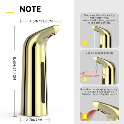 Automatic Soap Dispenser with Infrared Sensor - Adjustable 4-Level Touchless Hand Soap for Kitchen, Bathroom - Battery Operated Electric Dispenser, Durable Plastic, Smart Soap Holder