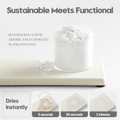 2PCS Bathroom Sink Vanity Trays, Water Absorbing Diatomite Stone Drying Soap Dish Dispenser for Kitchen Counter, Sponge Holder Mat Rack Faucet Splash Guard Caddy Organizer, Beige, 9"x3.5"