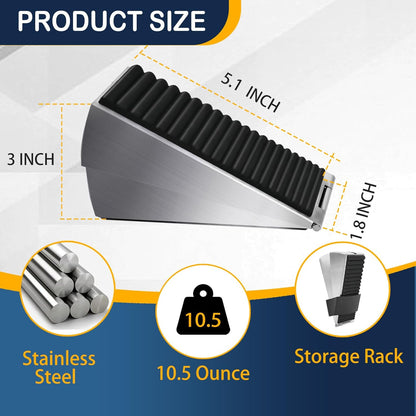 Heavy Duty Door Stopper Adjustable Spring Large Stoppers Wedge, Tall up to 3 Inches Doorstop Stainless steels Made Suits Any Heavy Doors
