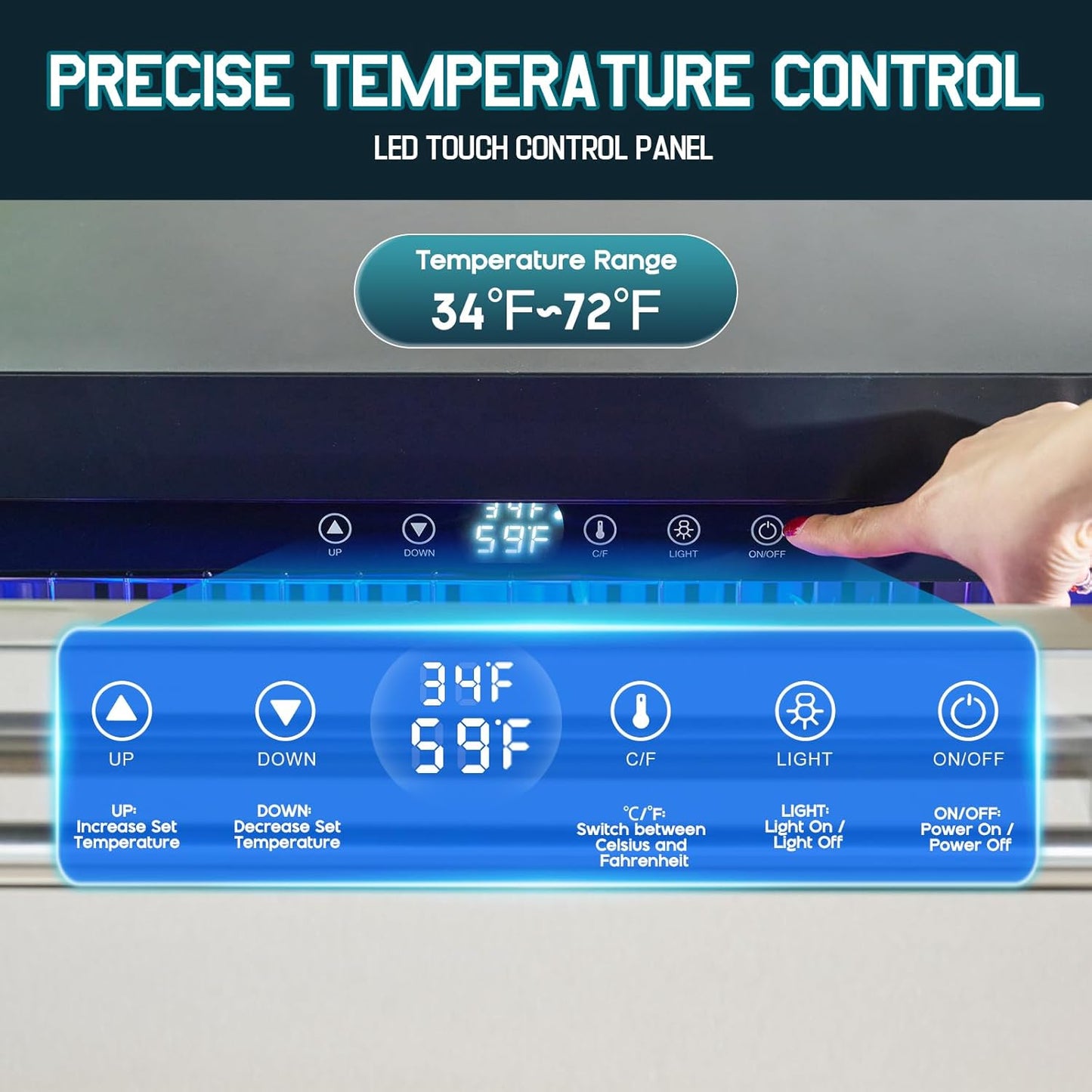 Albott 24 Inch Under Counter Drawer Fridge – Stainless Steel Beverage Refrigerator with Dual Drawers, LED Touch Control, Adjustable Storage, Frost-Free, Low Noise, 34-72℉, for Indoor or Outdoor Use