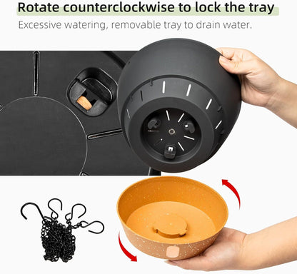 QCQHDU 2 Pack Hanging Planters for Indoor Outdoor Plants, 8 Inch Hanging Baskets Flower Pots with Reservoir Tray & Visible Water-Level