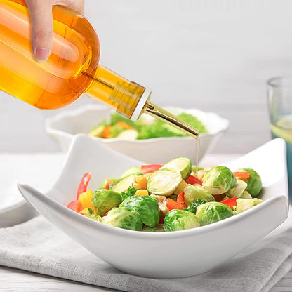 Olive Oil Dispenser Bottle for Kitchen, Clear Glass Oil and Vinegar Dispenser Set, Coffee Syrup Dispenser, Container With Metal Pour Spout, Airtight Lid, Funnel, Waterproof Labels (500ml-s-2 Pack)