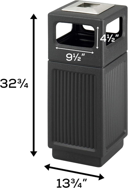 Safco Canmeleon Trash Can, 30 Gallons, Indoor and Outdoor Use, Durable & Weather-Resistant Commercial Garbage Can with Ashtray, Black