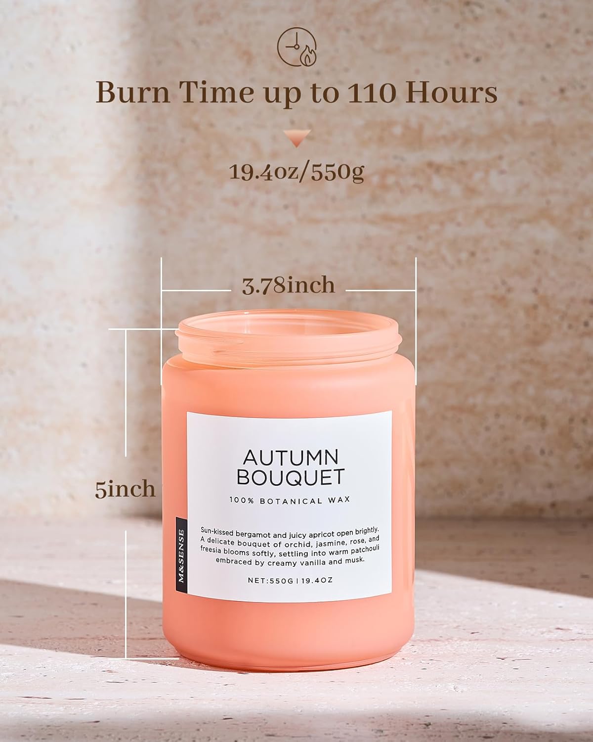 M&SENSE Fall Candle Autumn Wreath Scented, Large 19.4oz Natural Soy Wax 110 Hours Burn Time Clean Non Toxic Candle Classic 2 Wicks Gifts