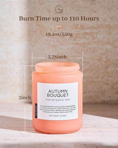 M&SENSE Fall Candle Autumn Wreath Scented, Large 19.4oz Natural Soy Wax 110 Hours Burn Time Clean Non Toxic Candle Classic 2 Wicks Gifts
