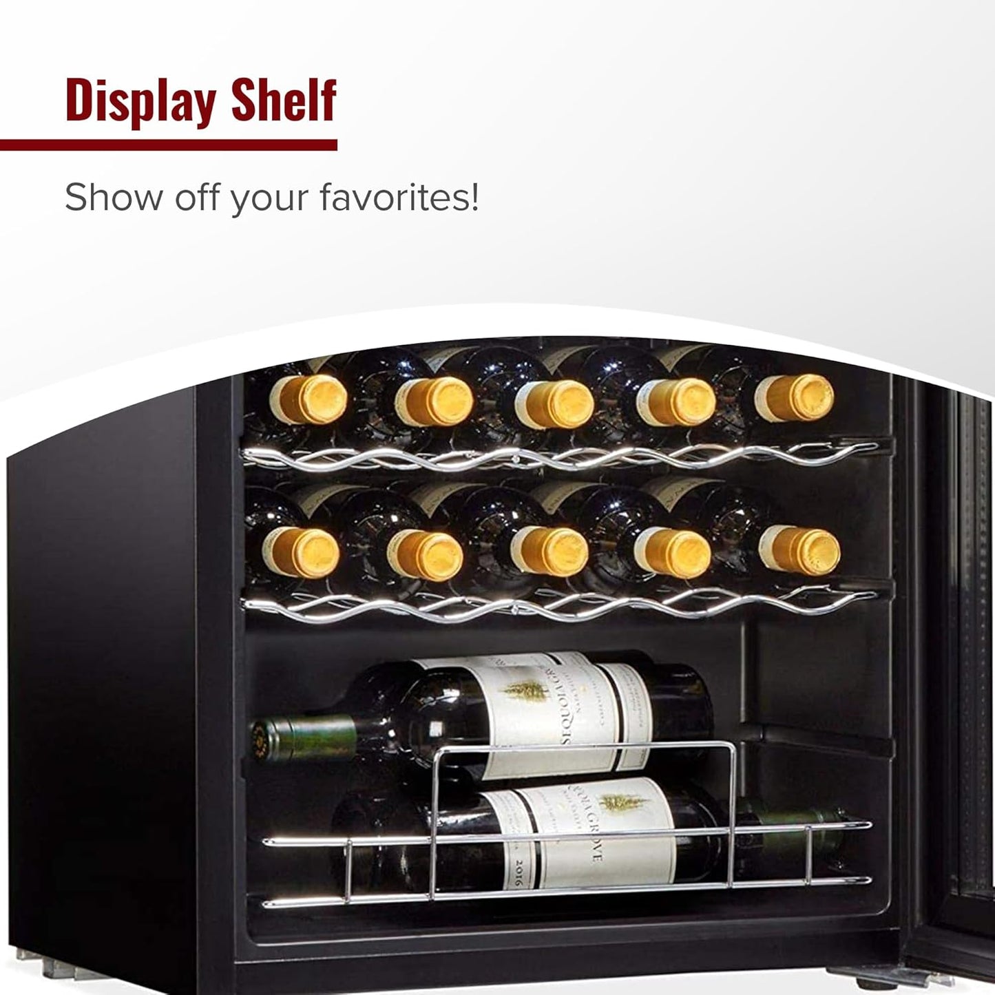 Wine Enthusiast 32-Bottle Dual Zone MAX Compressor Wine Cooler – Freestanding Mini Fridge with Digital Touchscreen, LED Display, Split Storage for Red & White Wines, Matte Black Refrigerator Home Bar