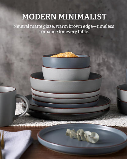 Famiware Mercury 24 Pieces Dinnerware Sets, Plates and Bowls Sets for 8, Microwave and Dishwasher Safe Dish Set, Multi-color