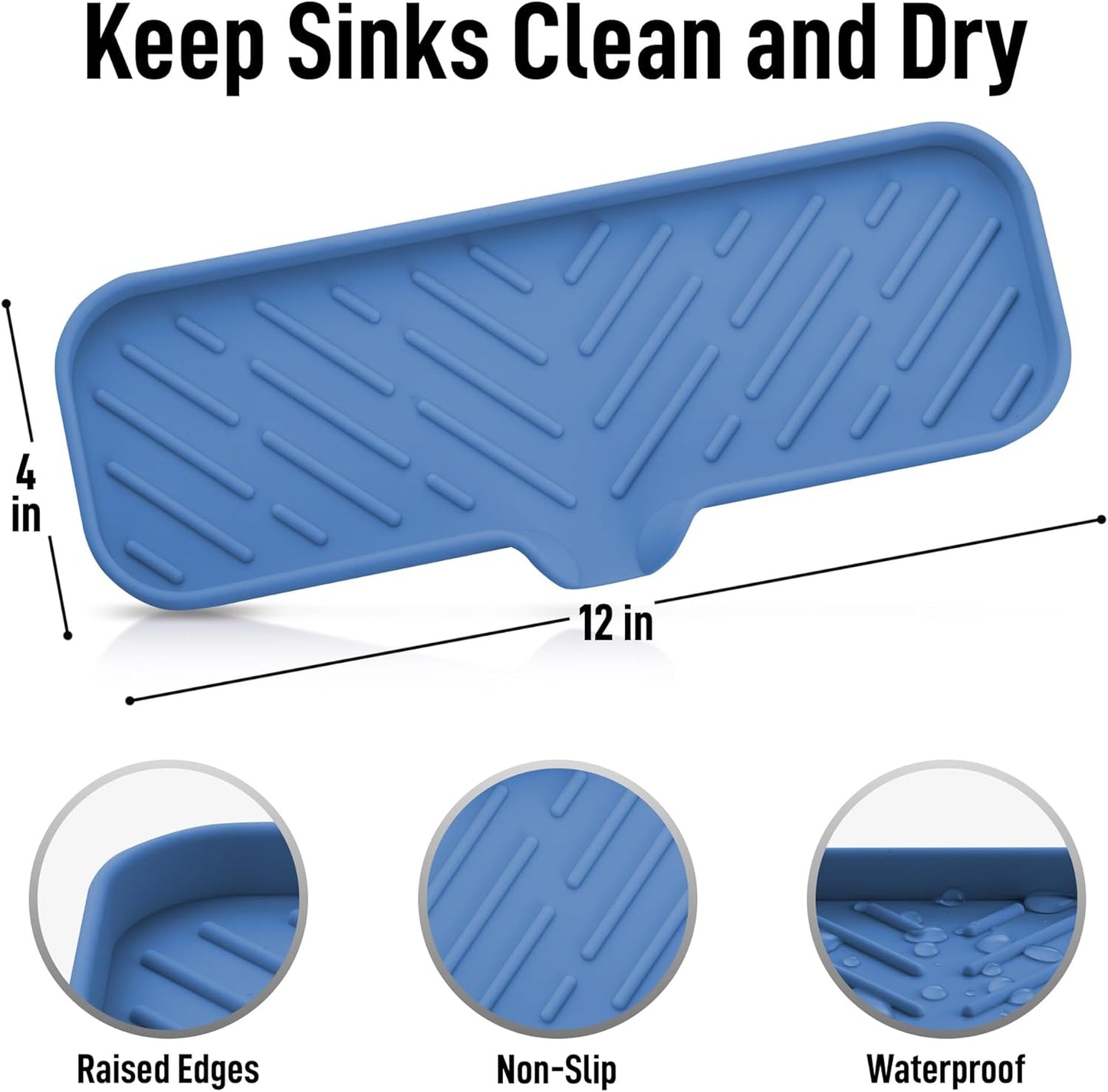 Zulay Kitchen Large Silicone Sponge Holder (12x4) – Flexible Sink Organizer Tray for Kitchen & Bathroom – Multipurpose Soap Dish for Sponges, Makeup, Trinkets & More (Provence Blue)