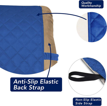 PureFit Reversible Quilted Sofa Cover, Water Resistant Slipcover Furniture Protector, Washable Couch Cover with Non Slip and Elastic Straps for Kids, Dogs, Pets (Small Recliner, Classic Blue/Ivory)