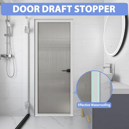 Weather Stripping Door Draft Stopper Flexible Self Adhesive Silicone Door Seal Strip for Glass Doors Windows and Shower Glass Gaps, 2 Inch Wide X 20 Feet Long, Clear