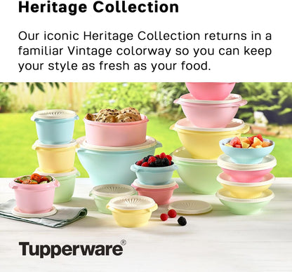 Tupperware Heritage Collection, 36 Piece Food Storage Container Set in Vintage Colors, Dishwasher Safe and BPA Free (18 containers, 18 lids)