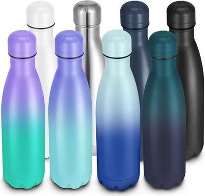 17oz Cola-Bottle Shaped Stainless Steel Leak-proof Water Bottle,Double Wall Vacuum Insulated Metal,Travel Mug For Sports Indoors & Outdoors,BPA-Free School Kids Flasks,Mix(8 Pack)