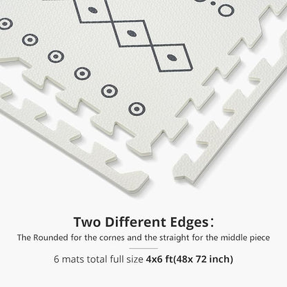 Baby Foam Play Mat, PIGLOG 72x48 Baby Crawling Mat, Floor Mats for Kids for Baby with Interlocking Floor Tiles, Toddler Play Mat for Indoor and Outdoor, Easy to Clean Playroom Floor Mat, Bohemia