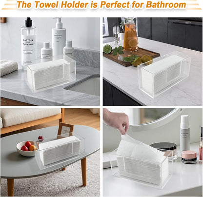 2Pack Acrylic Paper Towel Dispenser, Napkin Holder for Bathroom, Kitchen & Countertop – Paper Towel Holder Z-Fold/C-Fold/Multi-Fold Holder, Shatter-Resistant & Space-Saving (2)