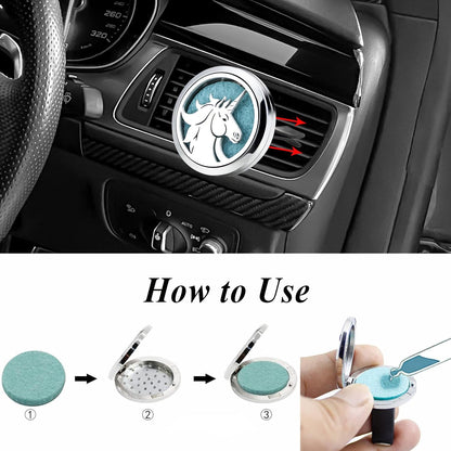 30mm Car Essential Oil Diffuser Vent Clip Air Freshener Vent Clips Aromatherapy with 10 Felt Pads Car Accessories Mother's Day for Women (Horse)