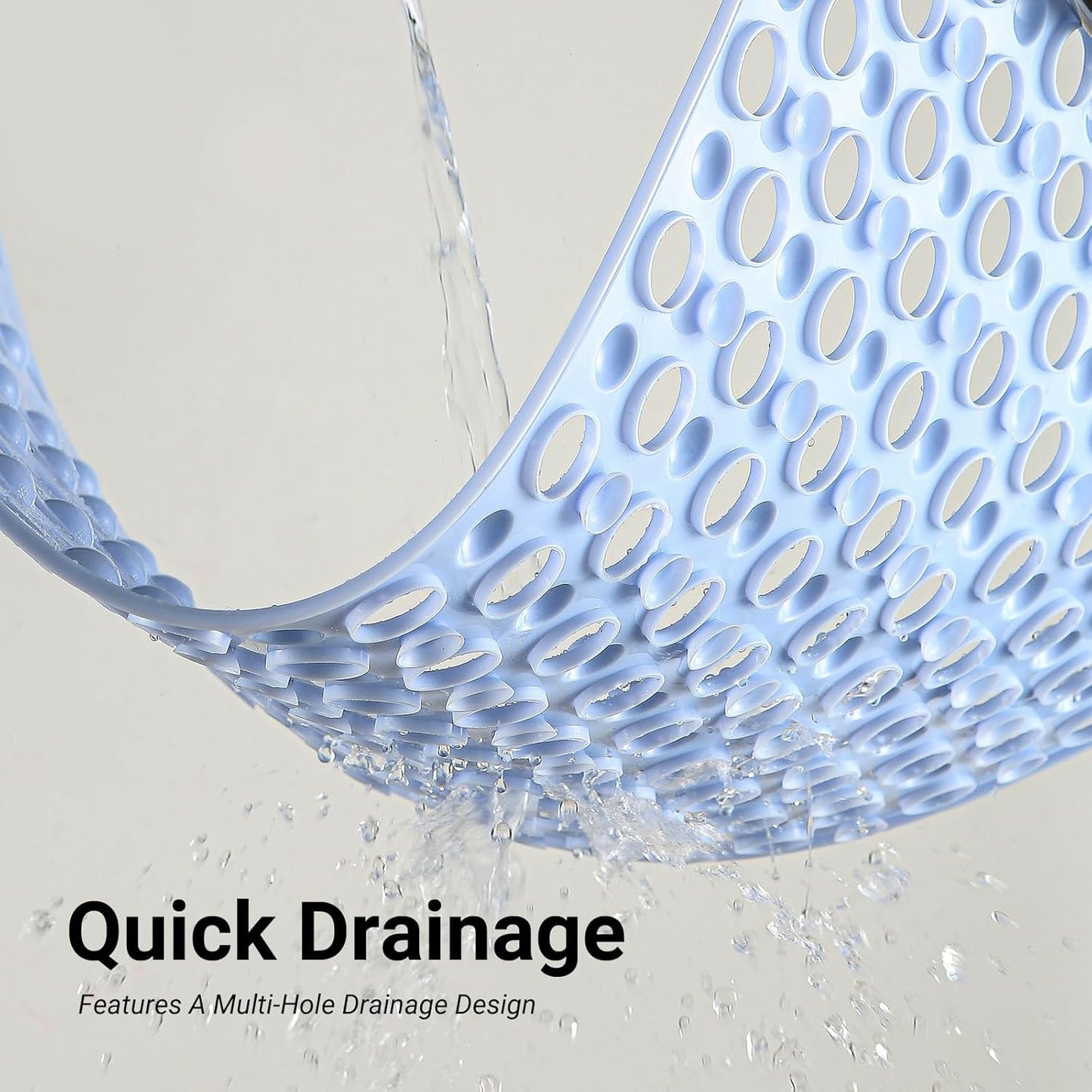 Non Slip Bathtub Mat and Shower Mat 31x17 inch,Bath Mat with Quick Dry Drain Holes and Suction Cups, Soft Comfortable Safe Bathroom Mat for Bath Tub, Floor, Tile (Light Blue)