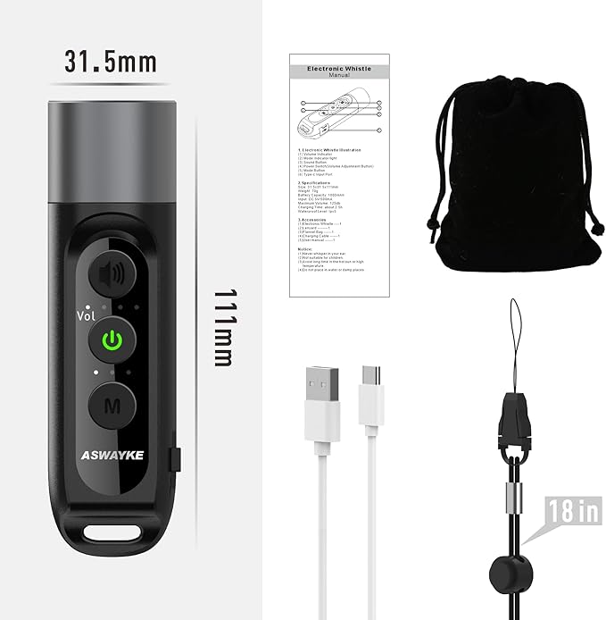 Electronic Whistle Highest IPX5 Maximum Sound 125db Battery 1000mAh Blue for Coaches Teacher, Sports Whistle