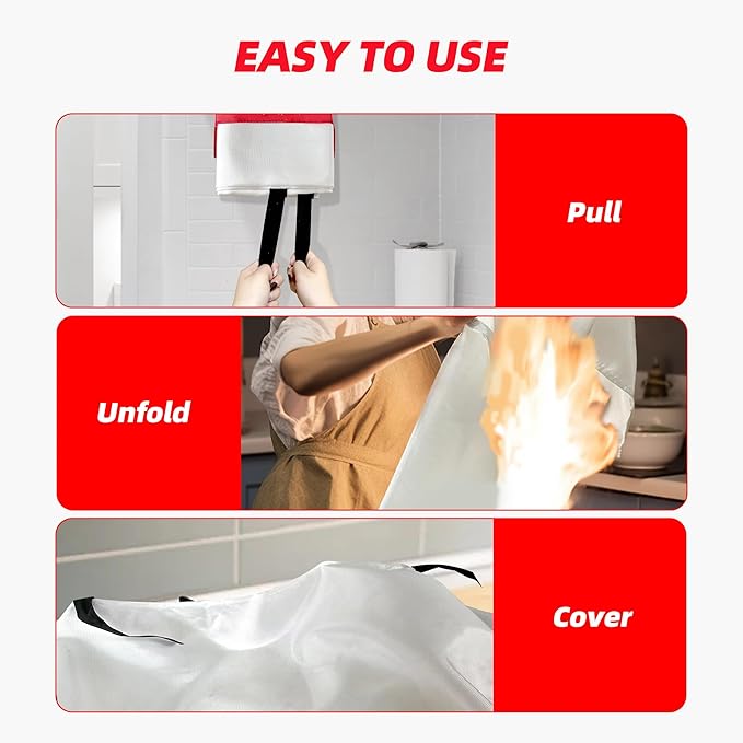 LaSyL Blanket Emergency for Home, 40" x 40"(Pack of 6), Fire Supression Blanket Good for Home Safety, Kitchen, and Camping,Hurricane Preparedness Items