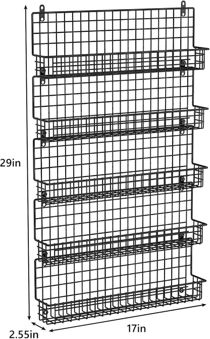 X-cosrack Spice Rack Organizer, 5-Tier Wall Spice Rack, Stackable Hanging Spice Jars Storage Racks, Great for Kitchen and Pantry, Up to Storage 48 Jars(Patent No.:D909138S)