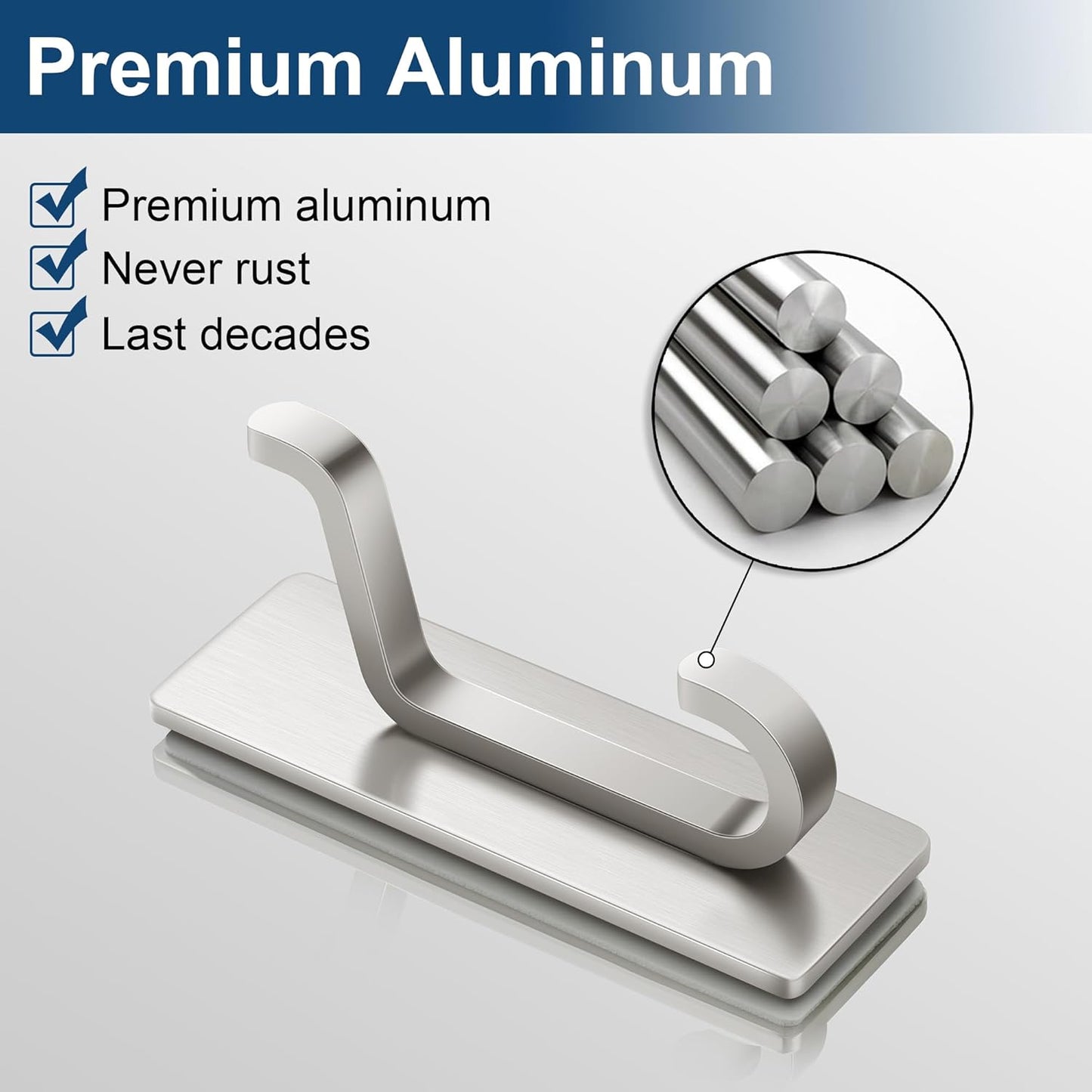 pickpiff Wall Hooks for Coat and Towel: 13LB Adhesive Door Hanger Stick on, Brushed Nickel 6 Pack