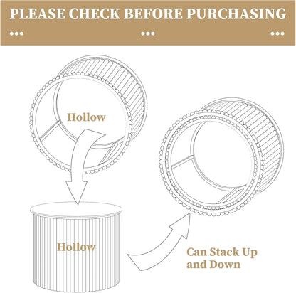 Fluted Round Nesting Coffee Table Set of 2, Small Coffee Table Circle Side Table, Boho Modern Wood Nesting Table Farmhouse End Tables Set for Living Room, Bedroom, Small Spaces(Natural)