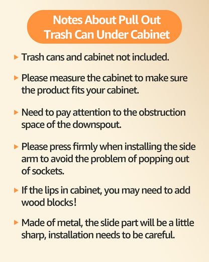 Pull Out Trash Can Under Cabinet，Heavy Duty Slide-Out Cabinet Kit, Adjustable Cabinet Trash Can Organizer, Under Sink Trash Can Shelf for Kitchen (Not Include Can)