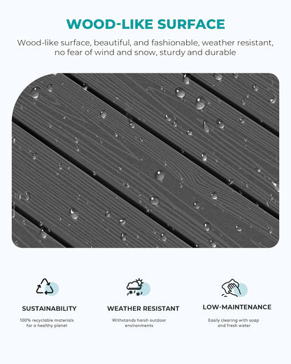 SERWALL Patio Coffee Table, HDPE Rectangle Outdoor Coffee Table Set of 2, Black