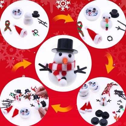 Build a Snowman Kit - Christmas Crafts, Modeling Clay DIY Kit, Creative Kids Air Dry Modeling Clay, Xmas Holiday Party Decor Gift