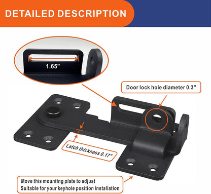 2PCS Flip Latch Lock,90 Degre Heavy Duty Gate Latch with Padlock Hole,Safety Door Bolt Latch Lock,Barn Door Lock Suitable for Wooden Fences,cabinets, bathrooms, Toilets, Windows, etc.