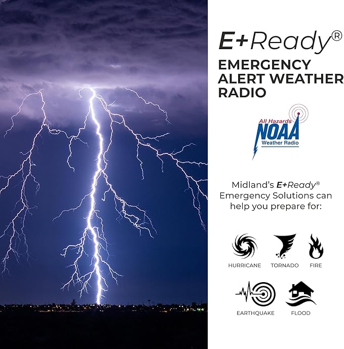 Midland® - ER10VP Weather Radio with Flashlight & Emergency Alert - AM/FM Radio - Compact and Easy to Carry - SOS Strobe Signal and Headphone Jack