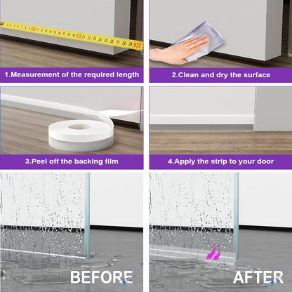 Weather Stripping Door Seal Strip for Gaps, Silicone Draft Stopper Adhesive Tape for Sliding Doors, Windows, Shower Glass, Soundproof Seal for Home Insulation, 32.8ft Roll Grey