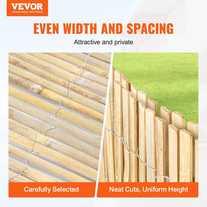 VEVOR Natural Bamboo Privacy Fence Screen, Eco-Friendly Decorative Bamboo Slat Fence, 6 ft H x 16 ft L Panel, for Garden, Backyard, Balcony, Patio, Pool Side