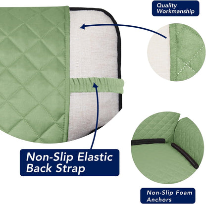 PureFit Reversible Quilted Sofa Cover, Water Resistant Slipcover Furniture Protector, Washable Couch Cover with Non Slip and Elastic Straps for Kids, Dogs, Pets (Sofa, Sage Green/Ivory)