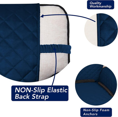 PureFit Reversible Quilted Sofa Cover, Water Resistant Slipcover Furniture Protector, Washable Couch Cover with Non Slip and Elastic Straps for Kids, Dogs, Pets (XX Large, Navy/Navy)