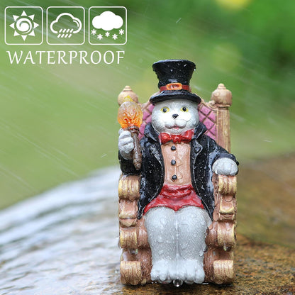 Whimsical Cat Garden Decor Statues Outdoor Solar Lights for Yard Art Fall Home Halloween Decoration Figurine Lawn Ornament - Unique Cat Lovers Gifts for Housewarming Gardening Women Mom Grandma