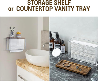 MyGift Deluxe Modern Metal Folded Commercial Paper Towel Holder with Rustic Burnt Solid Wood Tray Lid, Wall Mounted Trifold Multifold Z Fold Disposable Napkin Dispenser (Acrylic & Burnt Wood)