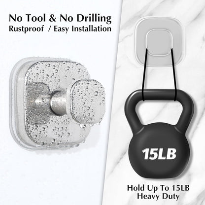 Suction Cup Hooks for Shower - Reusable No-Drill Mounting - Hooks for Towels, Robes & Loofah on Metal, Glass, Mirrors, Tile & Smooth Non-Porous Surfaces (2, Chrome Polished)