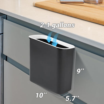 Skyflame 2.1 Gallon Magnetic Garbage Can, BBQ Grills Utensils Organizer Holder, Wall-Mounted Hanging Trash Bin for Kitchen, Cabinet, Door, Bedroom, Bathroom, Camping