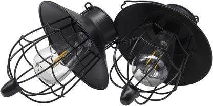 YAKii 2 Pack Solar Lantern Hanging Waterproof Outdoor Metal Solar Lamp with Warm White Light Decorate for Yard Garden Pathway Patio Porch Decor (Black)