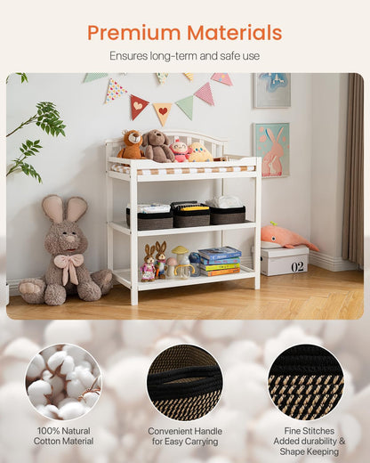 Small Woven Basket, 12 x 8 x 4.5 Inches, Storage Basket for Organizing, Cute Small Rope Shelf Closet Cube Storage Bins Baskets for Shelves, Dog Toy Gift Baskets Empty, 3 Pack Black & Brown