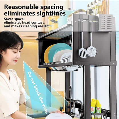 Home Furnishing Over The Sink Dish Drainer Drying Rack 3 Tier Over Sink Dish Rack for,oversink Dish Dry Rack,Space Saving Dish Drying Rack,Kitchen Sink Organizer countertop(Black,75cm/29.5in)